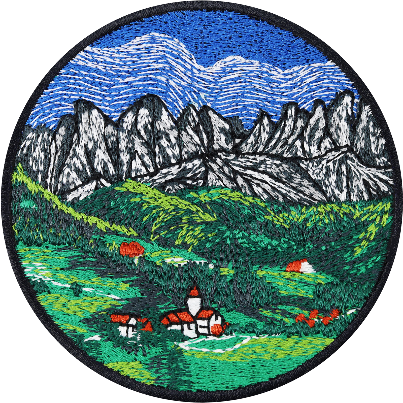 Alpenberglandschaft mit Dorf - Patch
