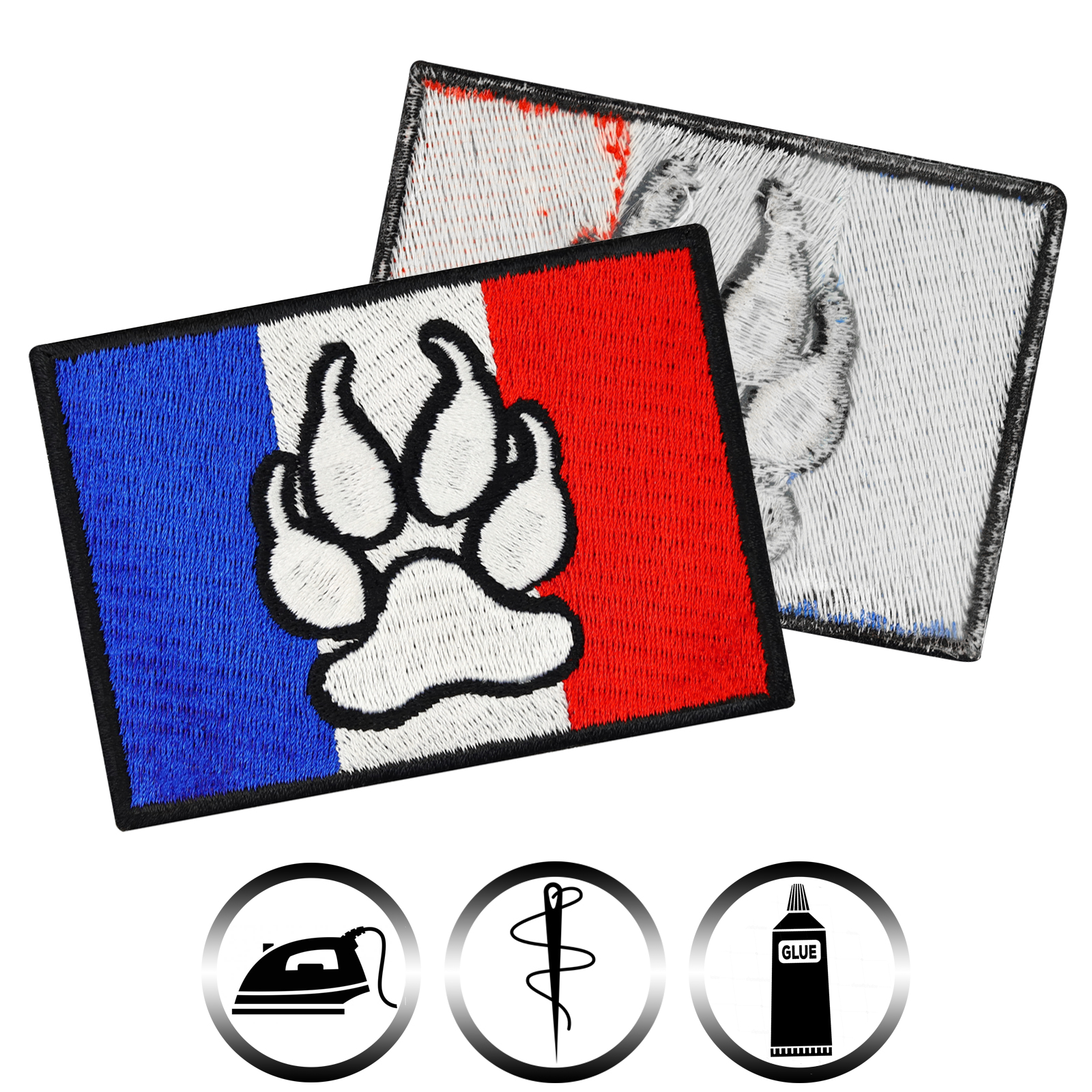 French K9 Flag mit Pfote - Patch