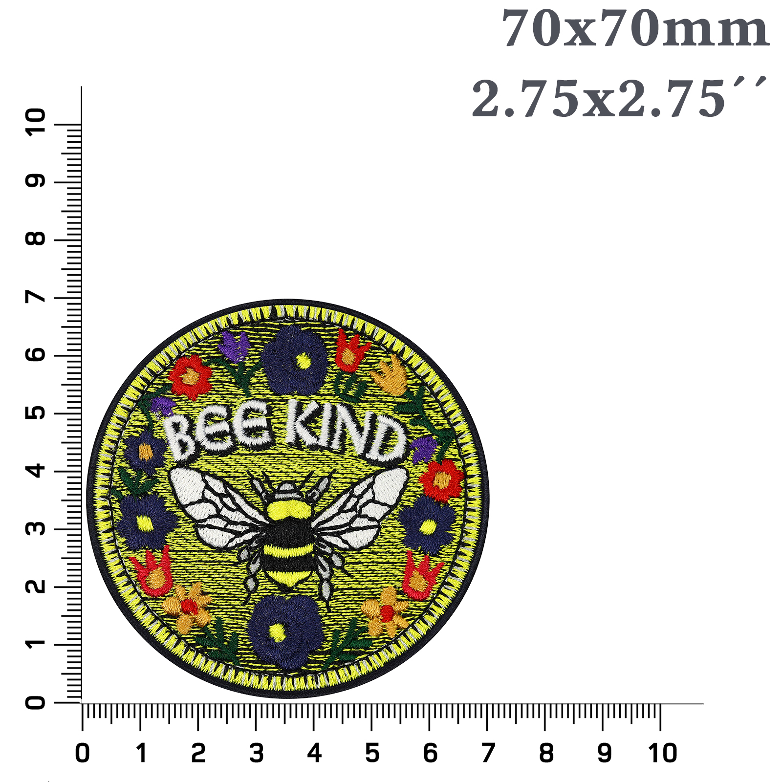 Bienen Aufnäher Blumen Aufbügler Jeans Flicken Patch zum aufbügeln 70x70mm