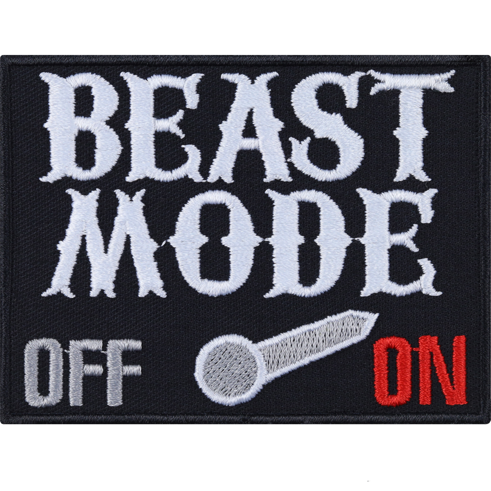 Aufnäher: Beast Mode ON/OFF Metal Aufbügler/Patch/Flicken/Bügelbild 80x60mm